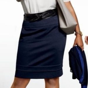 CAbi navy blue style #5051 lido Tiered pencil skirt